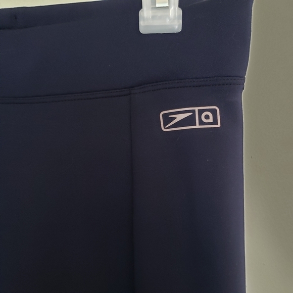 Speedo Navy Blue Yoga Style Leggings Drawstring - Picture 4 of 8